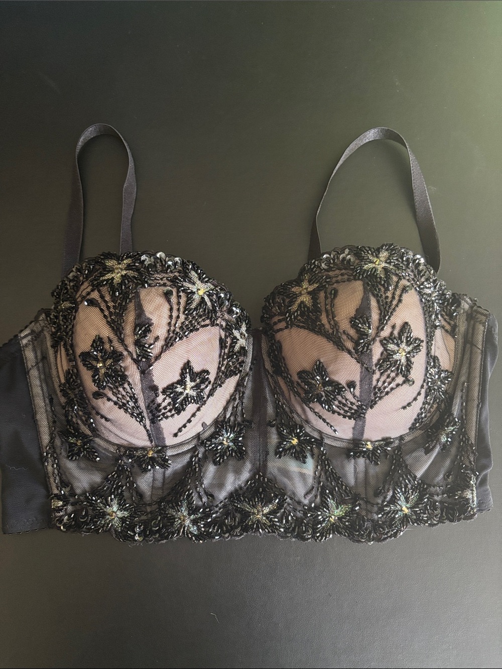 Marciano Y2K Embroidered Sheer Longline Bustier